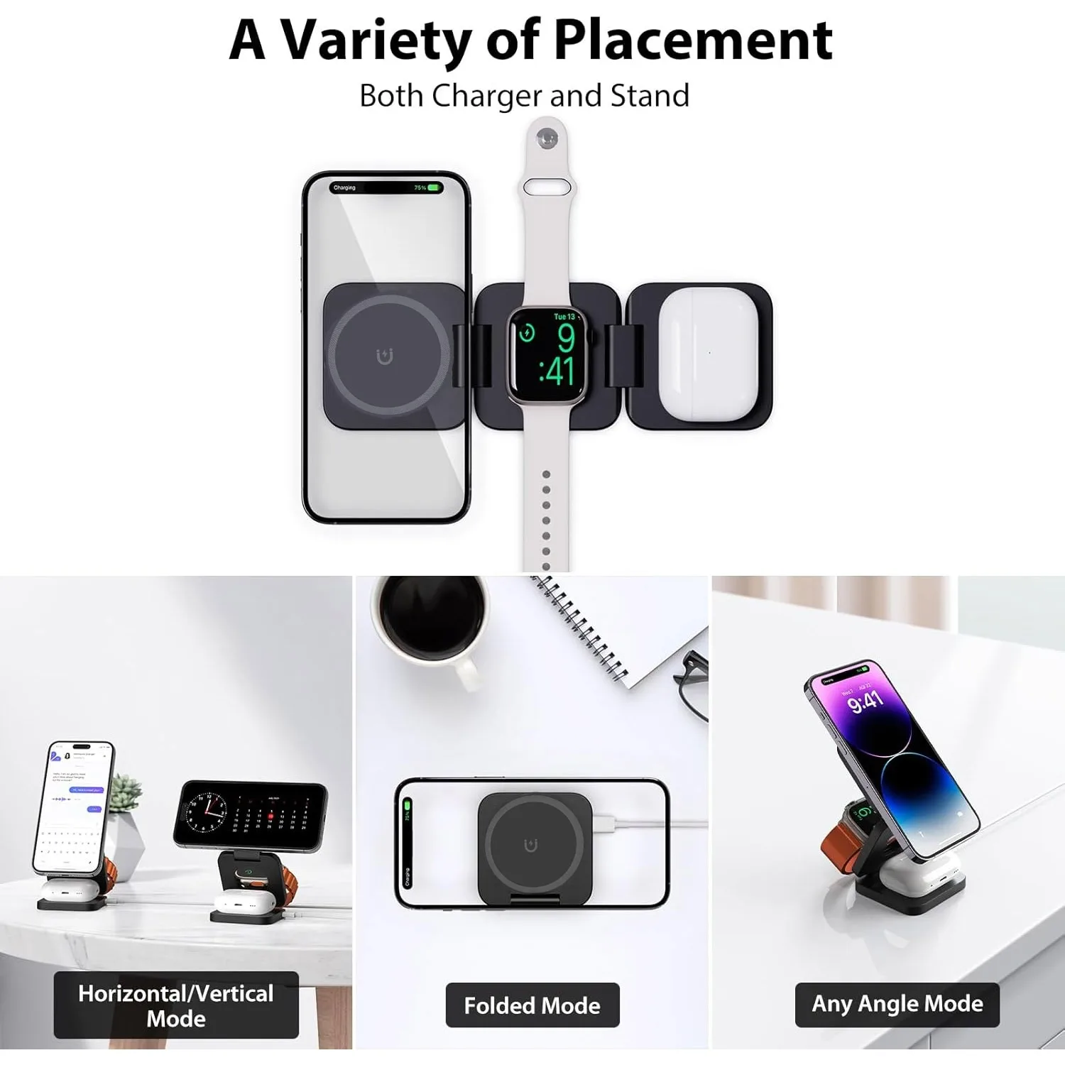 Foldable 3 in 1 Fast Wireless  - Smartwatch Apple Watch 评论和价格