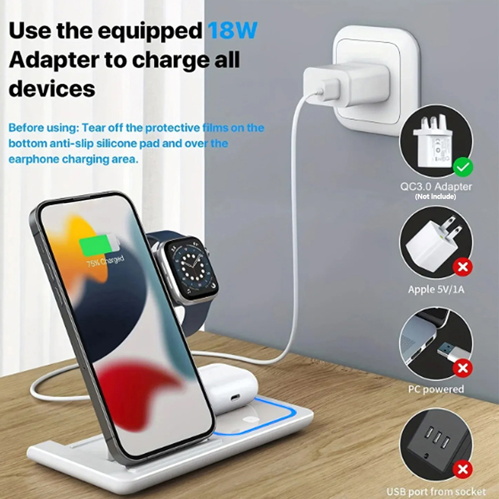 15W 3 in 1 Wireless Charger St - Smartwatch Apple Watch 评论和价格