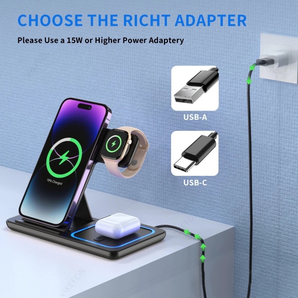 Foldable 3 in 1 Wireless Charg - Smartwatch Apple Watch 评论和价格